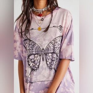 Free People x Vintage Souls Washed Butterfly T-Shirt (Very oversized will fit M)